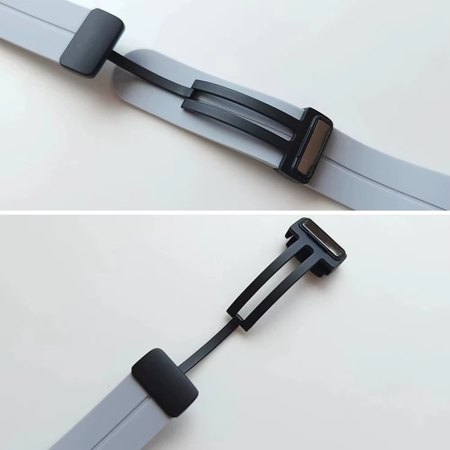 jansin Uhrenarmband Silikon, magnetische Faltschließe, Schwarz, Unisex - Bild 2