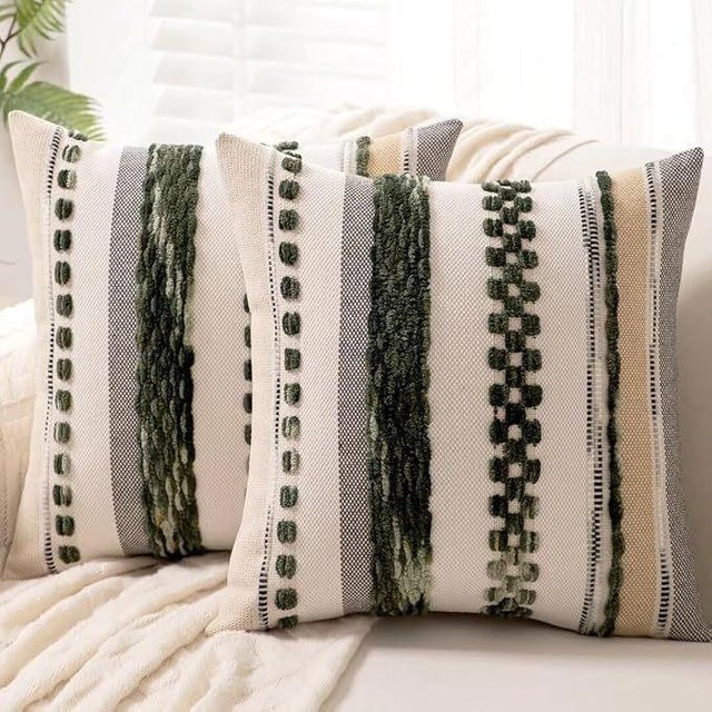 JMG Clothing Boho Kissenbezug aus Chenille in Mehrfarbig Gestreift, B/T: 45 x 45 cm - Bild 1