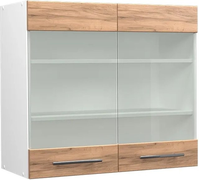 Vicco Küchen-Hängeschrank Fame-Line mit Glasschrank-Fronten in Weiß Eiche, Breite: 80 cm - Bild 2
