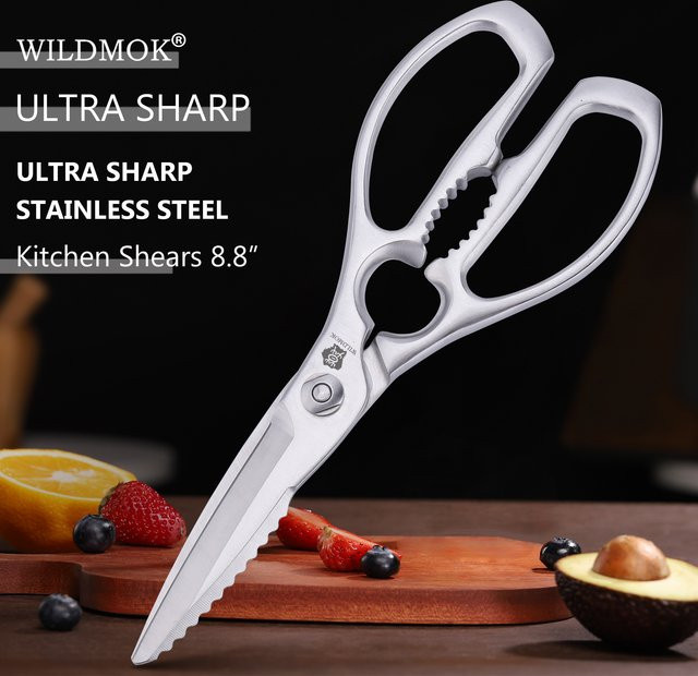 WILDMOK Premium-Küchenschere aus Edelstahl in Silber, robuste Multifunktions-Küchenschere - Bild 1