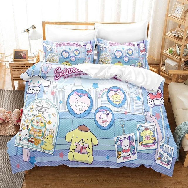 Lodestar Sanrio Bettwäscheset mit Pom Pom Purin und Cinnamoroll, 2-3-teiliges Set aus Mikrofaser, B/H: 135 x 200 cm, Mehrfarbig - Bild 1