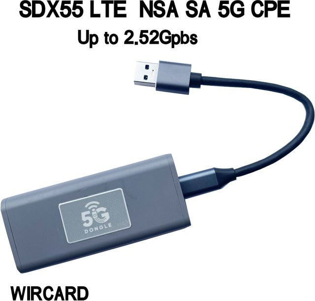 WIRCARD SDX55 LTE 4G 5G USB 3.1 CPE Stick für Router Laptop und PC in Grau - Bild 1