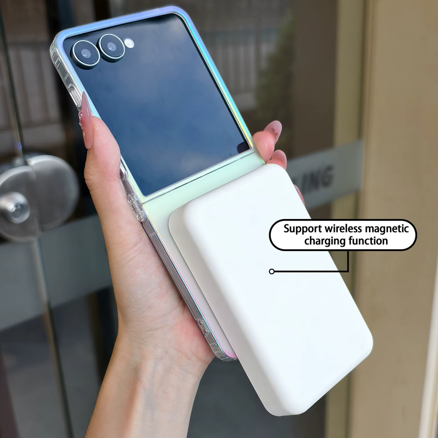 Magnetische Handyhülle für Samsung Galaxy Z Flip7 Flip6 Flip5 mit Regenbogen-Farbverlauf in Multicolour, mattiert und stoßfest - Bild 3