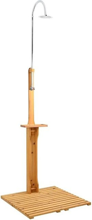 vidaXL Gartendusche aus Hartholz und Edelstahl in Braun, Höhe: 221 cm, Breite: 75 cm, Tiefe: 75 cm