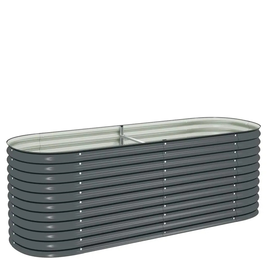 DELUKE Rundes Hochbeet BLUMO aus verzinktem Stahl für Garten und Terrasse, Farbe: Grau, B/T/H: 240 x 80 x 81 cm - Bild 2