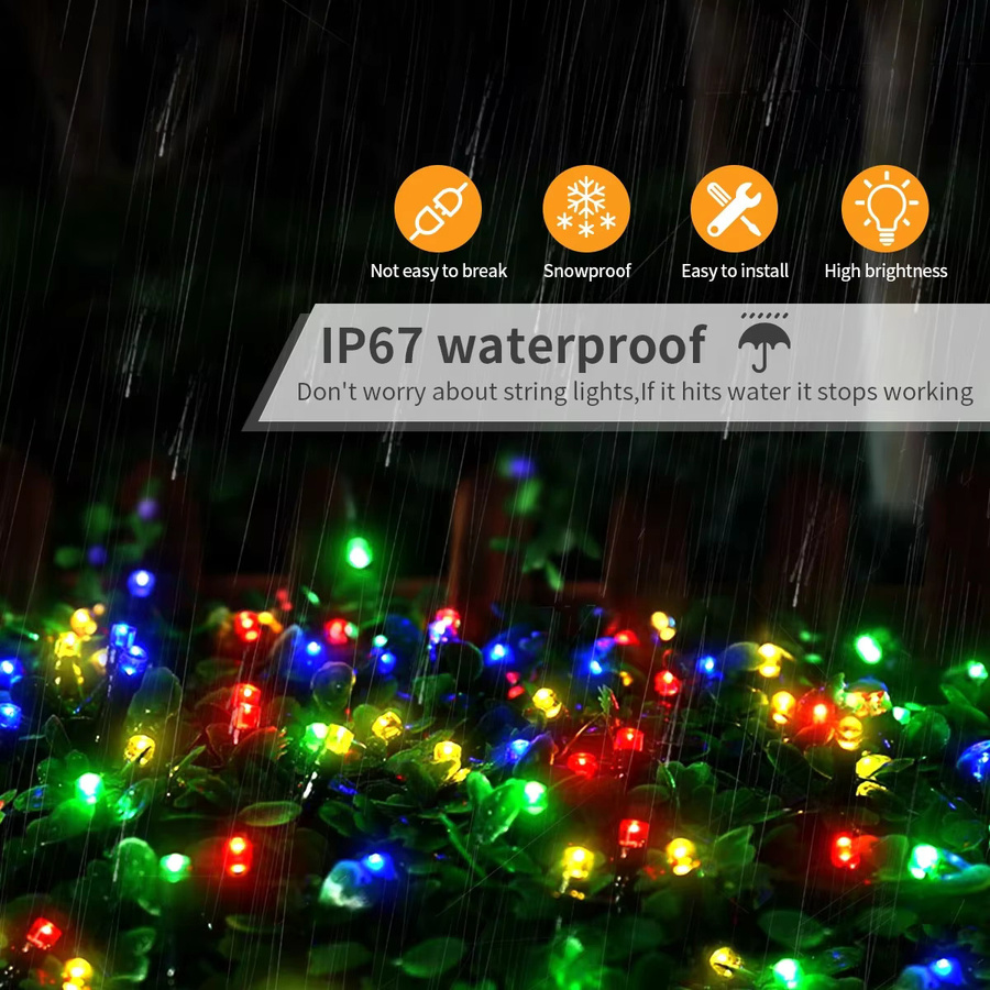 Gyarfas Solar LED Lichterkette RGB Multicolour mit Fernbedienung und Solarpanel für Garten und Außenbereich - Bild 2