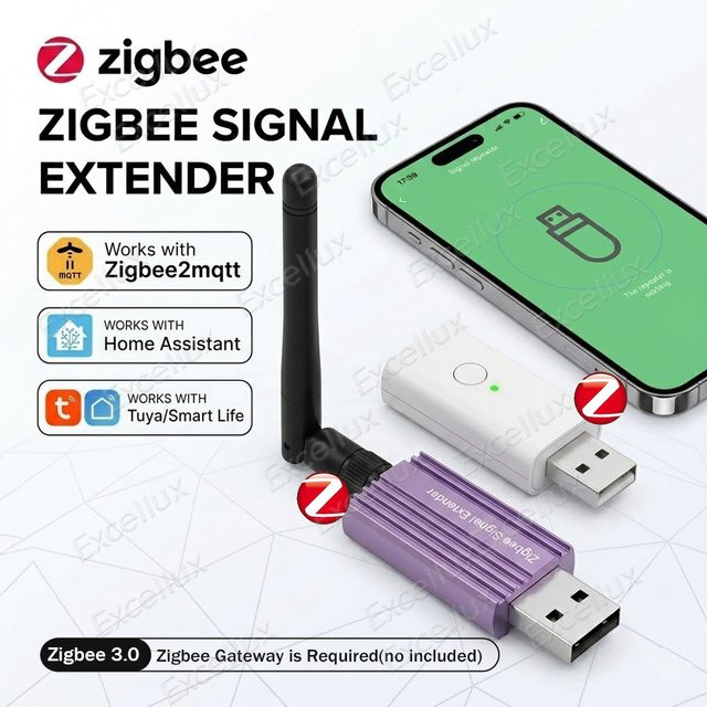 Excellux Zigbee Range Extender USB-Signalverstärker mit Antenne für Tuya und Home Assistant Z2MQTT - Bild 1