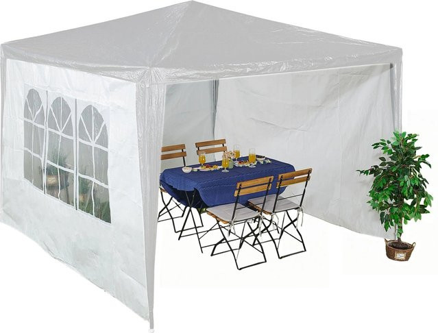 Relaxdays Pavillon Seitenteile 3er Set aus PE/PVC in Weiß, wasserdicht, B: 300 cm, H: 200 cm - Bild 1