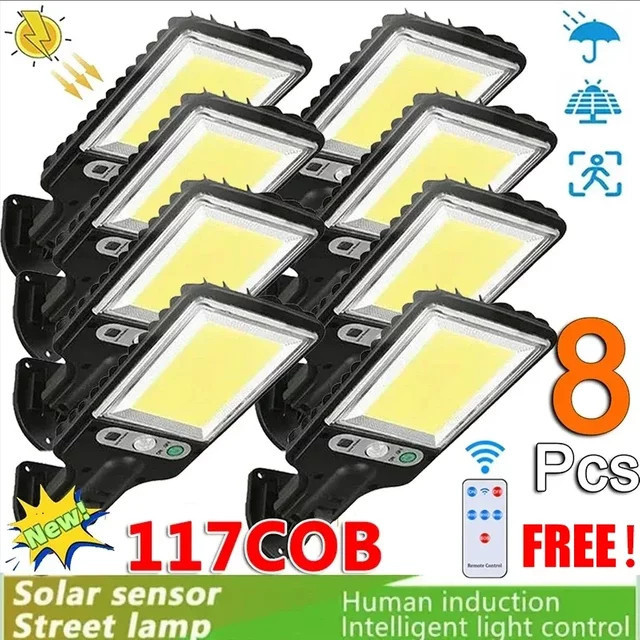 KDULIT Solar-Straßenlaterne für den Außenbereich mit Bewegungsmelder in Schwarz - Bild 1