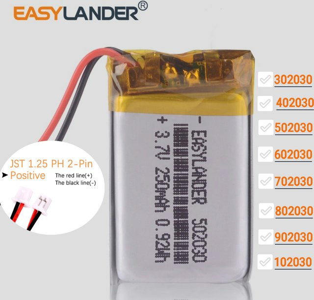 JST 2-poliger Lithium-Polymer-LiPo-Akku 3,7 V 200 mAh mit 1,25 mm Anschluss - Bild 1
