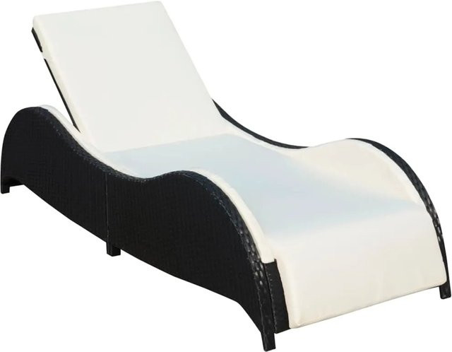 vidaXL Sonnenliege aus Poly Rattan mit Polsterauflage in Schwarz, B/T/H: 200 x 73 x 45 cm - Bild 1
