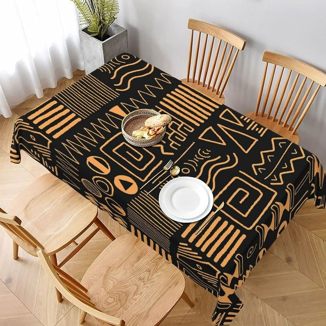 Wasserdichte Tischdecke mit afrikanischem Ethnie-Muster von JINGYUE Pet in Schwarz, B/B: 90 x 140 cm - Bild 1