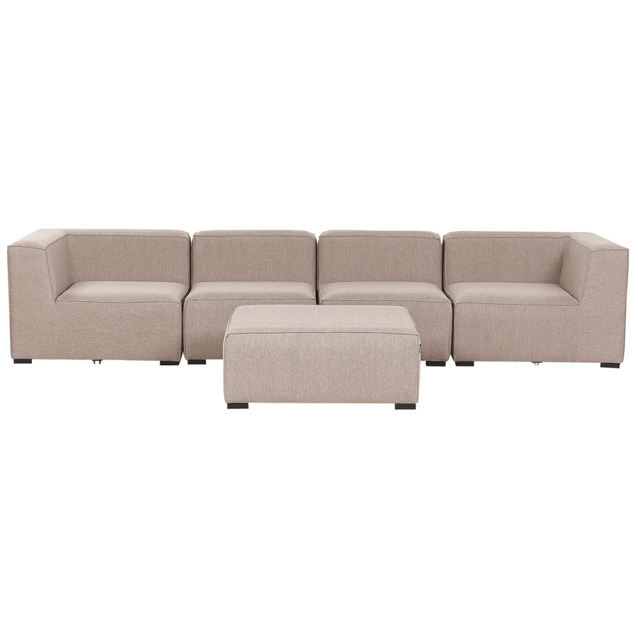 Beliani Lounge Set AREZZO in Sandbeige mit Polsterung und Ottomane, U-Form, minimalistisches Design aus Metall und UV-beständigem Polyester - Bild 2