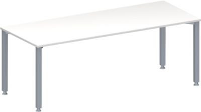 Schäfer Shop Genius Konferenztisch MODENA FLEX, rechteckig, höhenverstellbar, weiß/weißaluminium, B: 200 cm, T: 80 cm, H: 72-84 cm - Bild 1