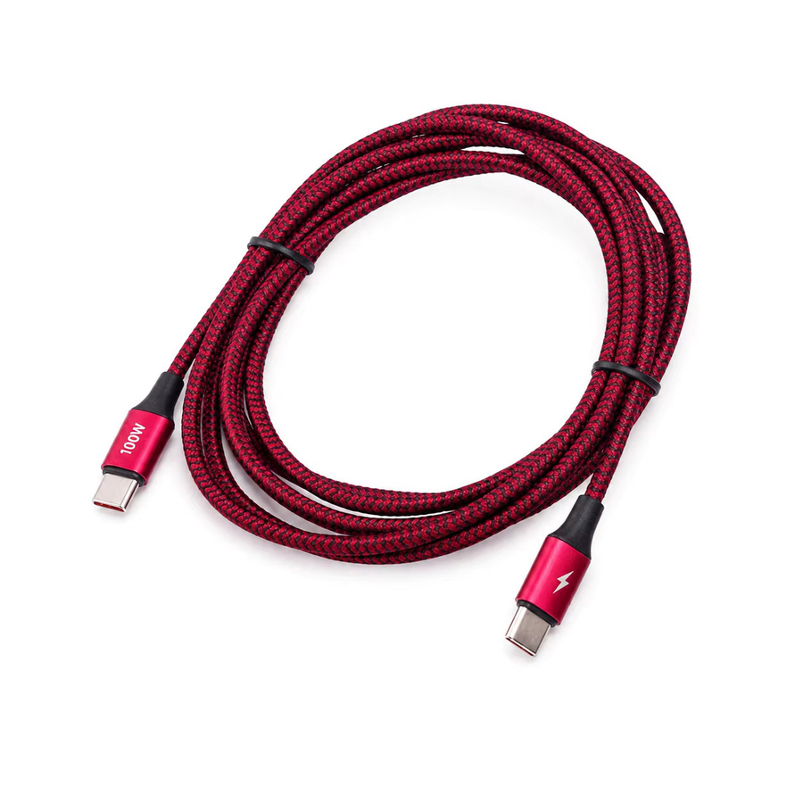 100W USB-C zu USB-C Kabel mit E-Marker und Nylon-Umflechtung in Rot für Laptop, Tablet und Smartphone - Bild 5