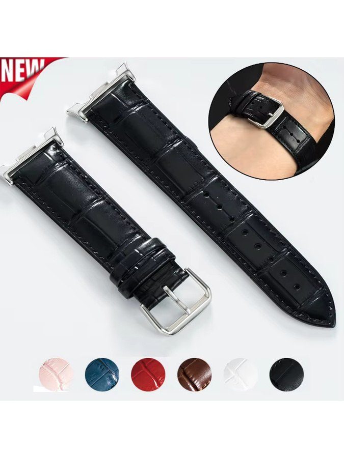 FancyWrist Uhrenarmband Leder, Bambusmuster, Schwarz, Unisex - Bild 1