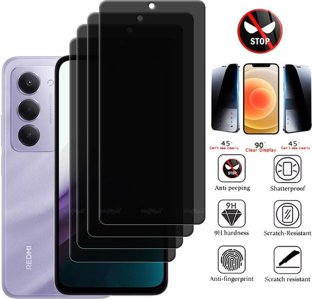 Xiaomi Redmi 15 5G Displayschutzfolie aus gehärtetem Glas mit Anti-Spion-Funktion und 9H Härtegrad, Transparent - Bild 1