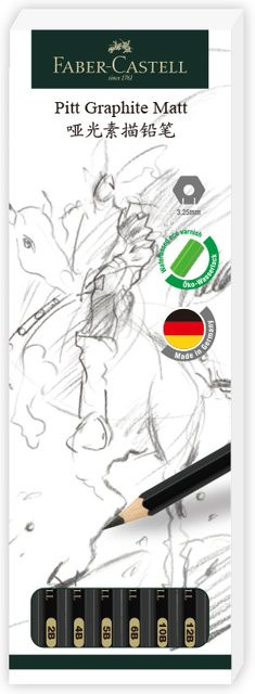 Faber-Castell Skizzenstift-Set mit verschiedenen Graphit-Minen HB bis 14B in Schwarz für Kunst und Schule - Bild 1