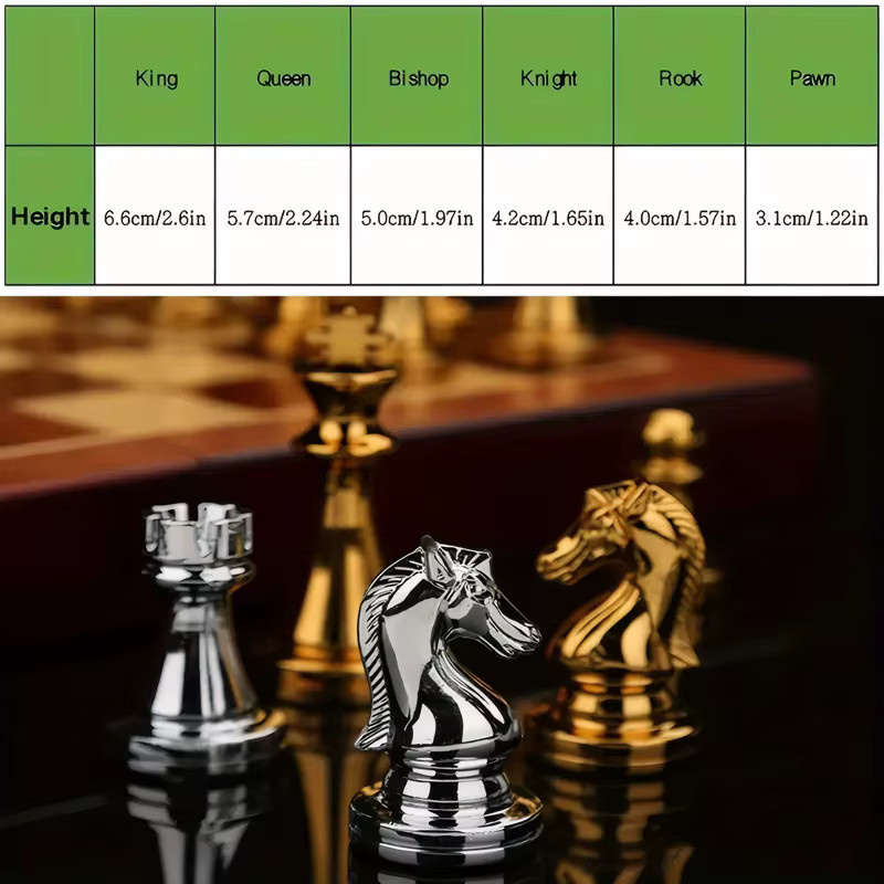 Yernea Schachbrett-Set, Holz, Metall, Strategiespiel - Bild 5