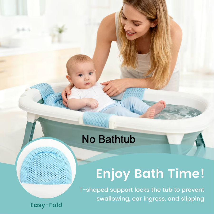 Rutschfeste Baby Badewannen-Matte aus Mesh von momo&dudu in Blau zur Unterstützung beim Baden von Neugeborenen - Bild 2