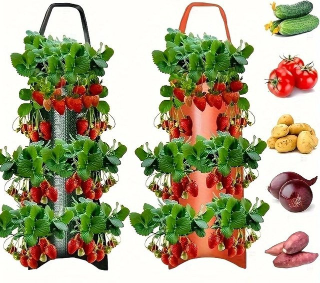 FLOWERS SPRAL Wandhängender Pflanzbeutel aus Stoff in Armegrün für vertikales Gärtnern von Gemüse und Blumen, B/T/H: 70,0 x 25,0 cm - Bild 1
