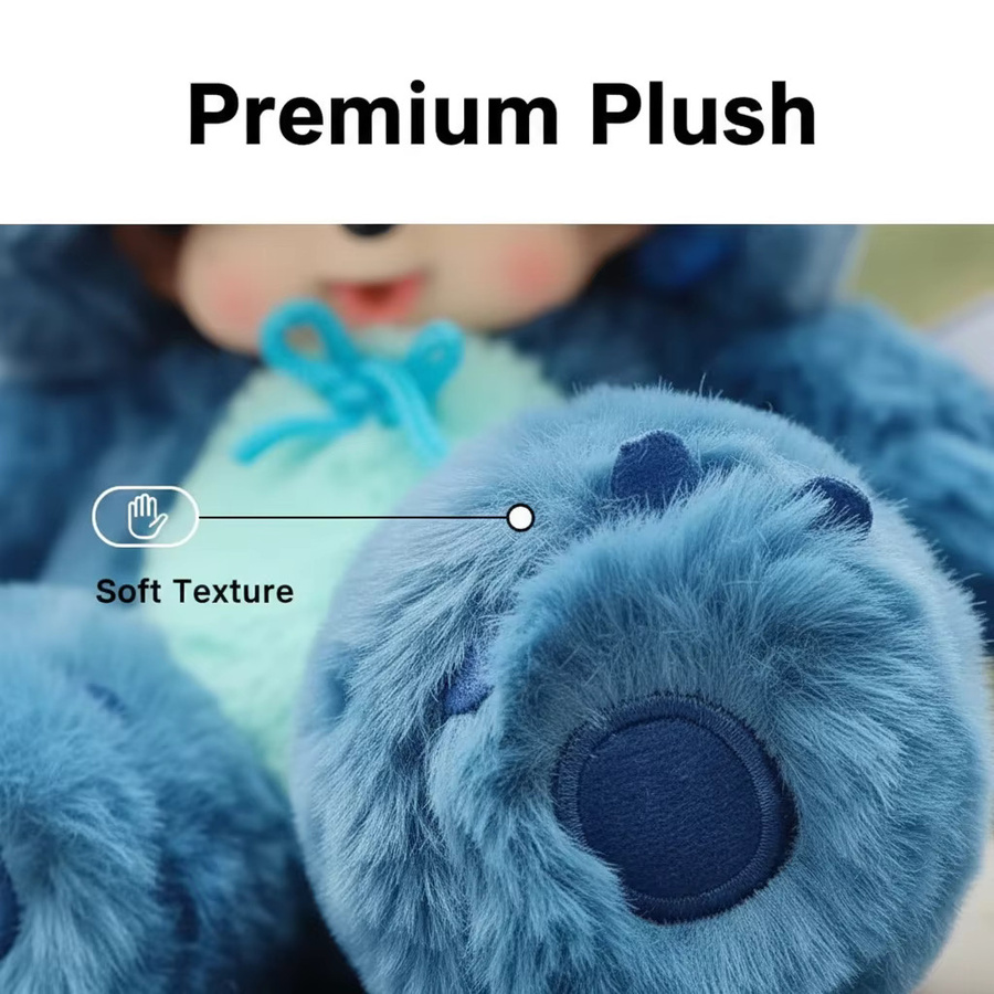 Bandai Disney Stitch Monchhichis, Plüsch-Vinyl-Spielzeug, Blau und Rosa, 20cm - Bild 4