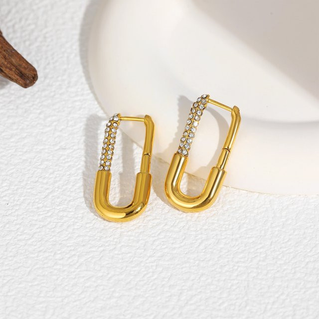 SLOONGJEWELRY Creolen, U-förmig, Zirkonia, 18 Karat vergoldet, Unisex - Bild 1