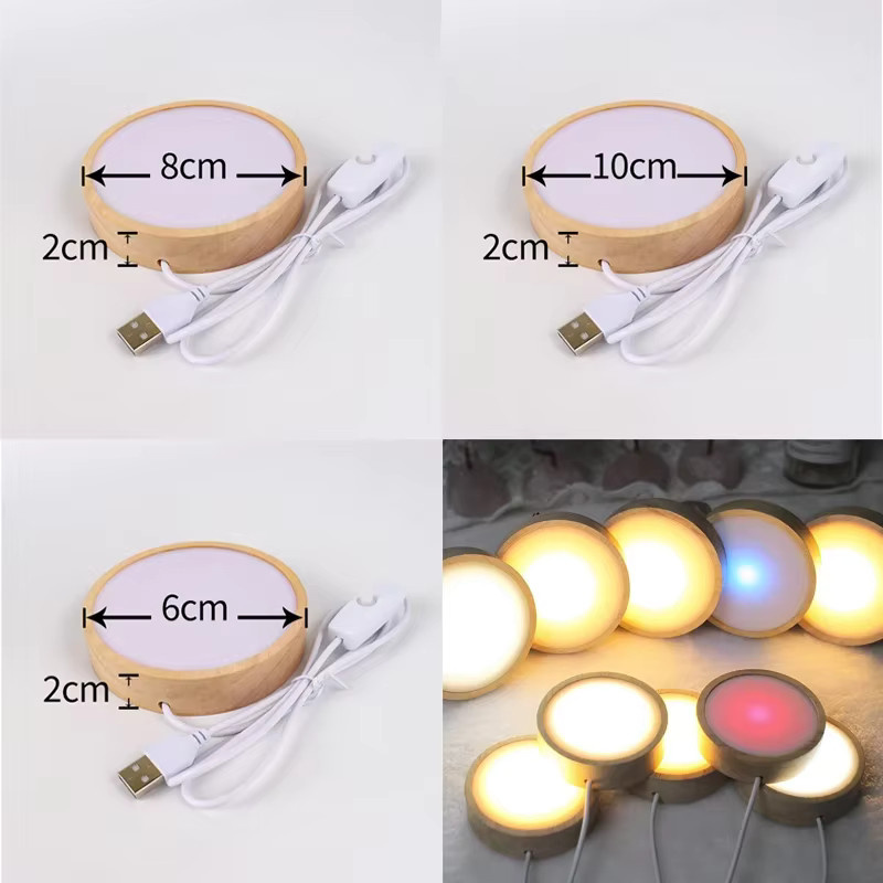 VENUSWING LED Nachtlicht mit rotierendem Display-Ständer aus Holz und Kristallglas in Braun und Multicolour - Bild 2