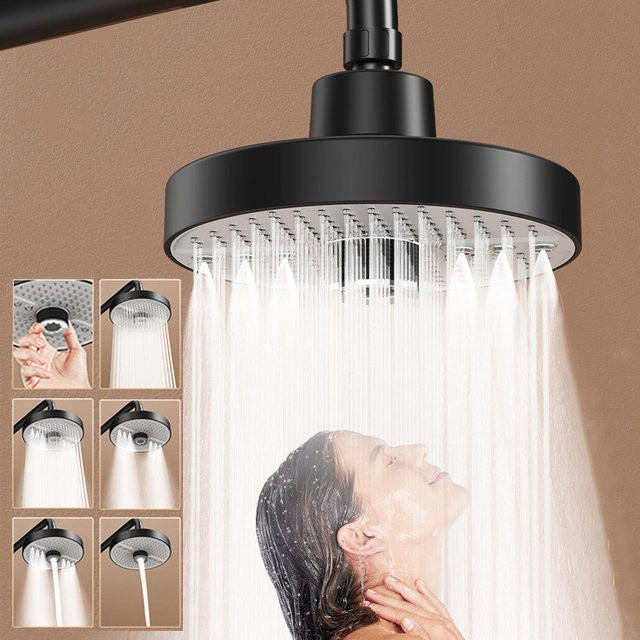 IOUHAPPY 5-Modus Duschkopf mit verstellbaren Silikondüsen und Knopf für dein Badezimmer - Bild 1