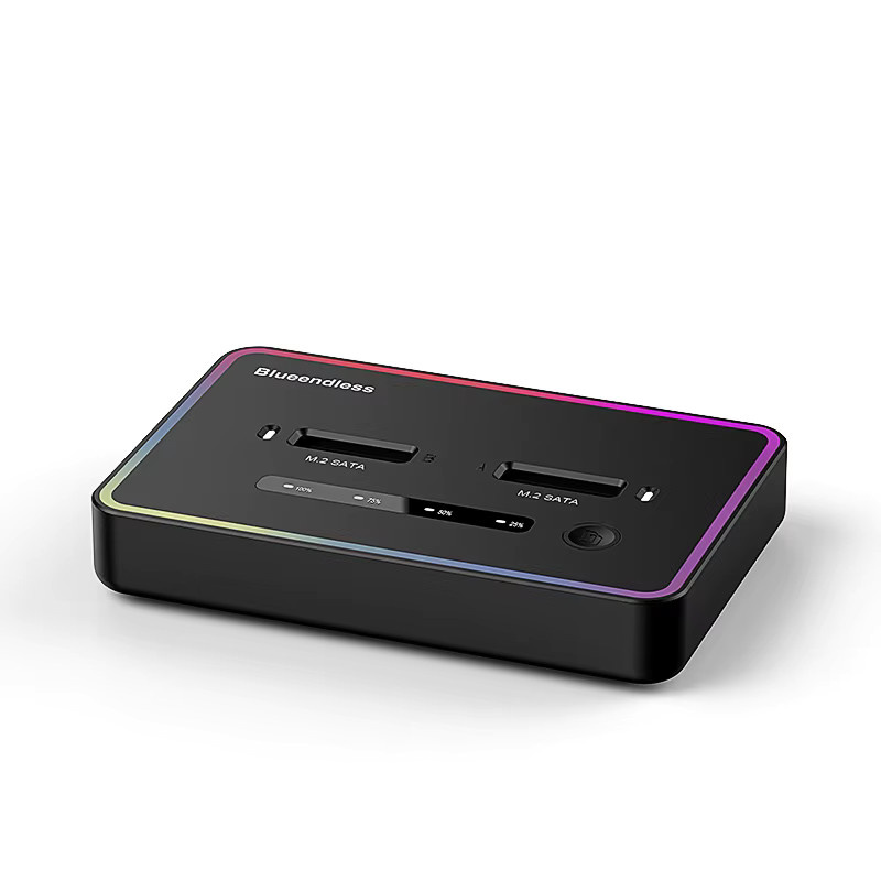 Blueendless Offline-Klon Dual M.2 NGFF SATA SSD-Gehäuse USB-C 2-Bay Dockingstation für 2230 2242 2260 2280 SSD, Schwarz - Bild 7