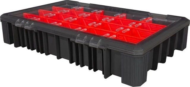 PROREGAL Sortierkasten mit 20 Fächern und Deckel, Schwarz/Rot, H: 11 cm, B: 39 cm, T: 60 cm - Bild 1