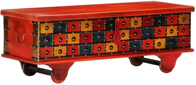 vidaXL Aufbewahrungstruhe aus Akazienmassivholz in Rot, B/T/H: 110 x 40 x 40 cm - Bild 1