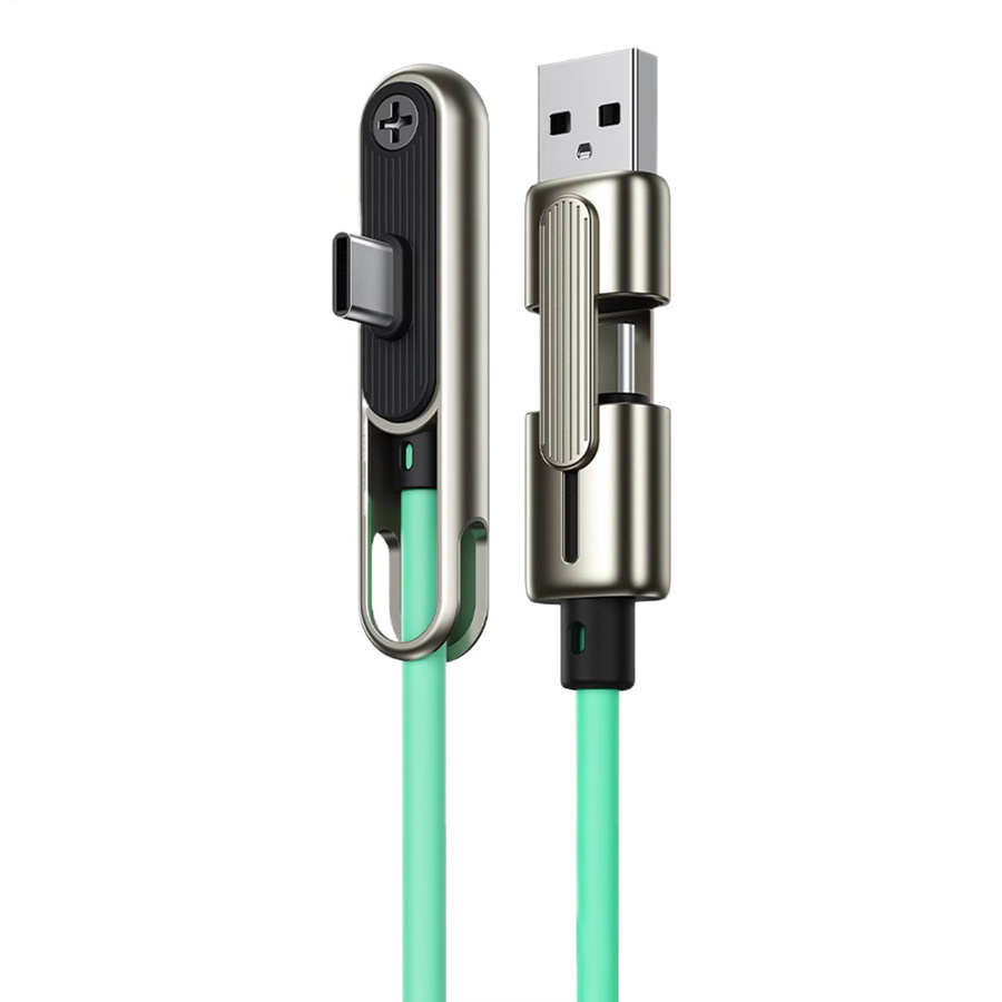 240W USB-A auf USB-C Doppelkopf-Schnellladekabel mit integrierter Telefonhalterung in Grün - Bild 3