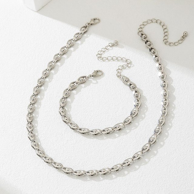 Schmuck-Set Halskette & Armband, Silber, Eisen, Damen - Bild 1