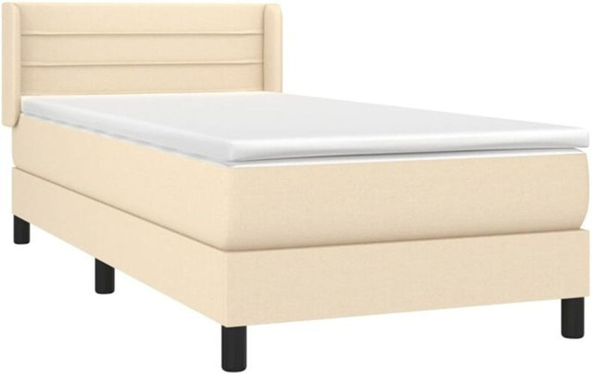 vidaxl Boxspringbett mit Matratze in Creme und Beige aus Stoff, B/T/H: 90 x 200 cm - Bild 1