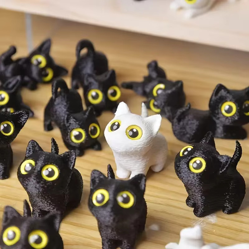 5er-Set Syxing Katzen-Dekofiguren in Weiß, 3D-gedruckte Mini-Katzen-Statuen aus Kunststoff für Desktop und Wohnzimmer - Bild 2