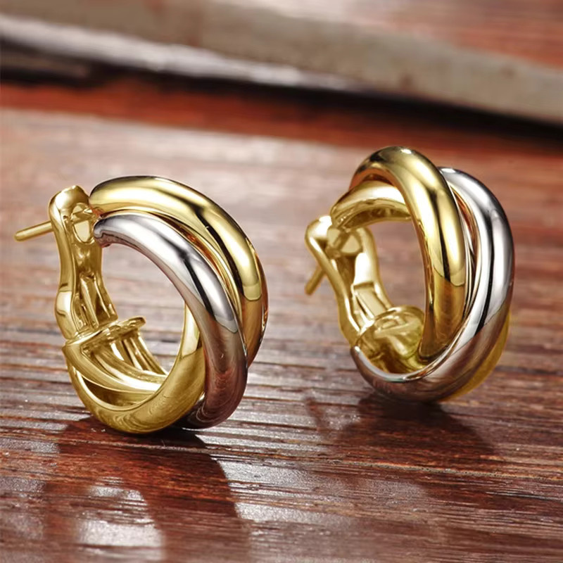 CAOSHI Creolen, Bicolor, Gold, Damen - Bild 2