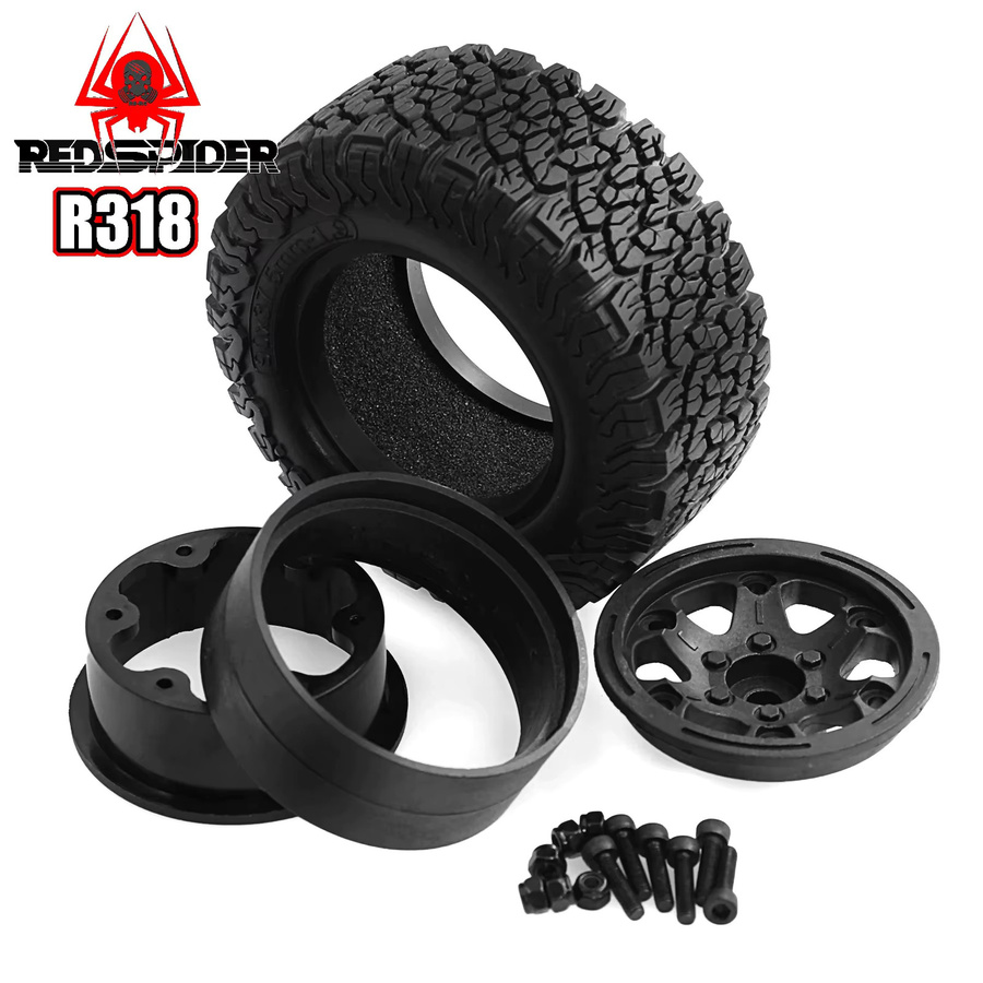 4-teiliges Set RC Crawler-Reifen und Räder, 1,9 Zoll, Schwarz, Gummi und Kunststoff - Bild 5