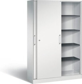 C+P Schiebetürenschrank Asisto in Lichtgrau mit Regalböden und Schloss, H x B x T: 198,0 x 120,0 x 43,5 cm - Bild 1