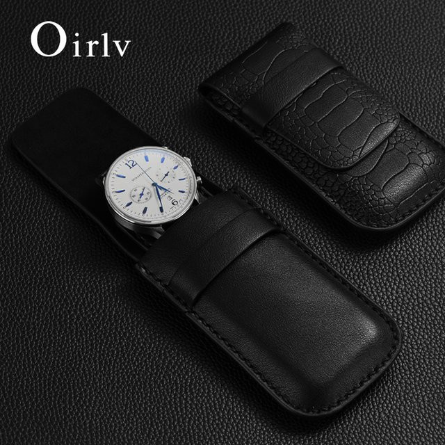 Oirlv Uhrentaschen-Organizer, Leder, Schwarz, Unisex - Bild 1