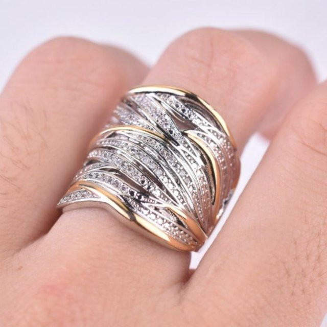 GDMN jewelry Crossover-Ring, zweifarbig, Silber, Gelbgold vergoldet, Damen - Bild 1