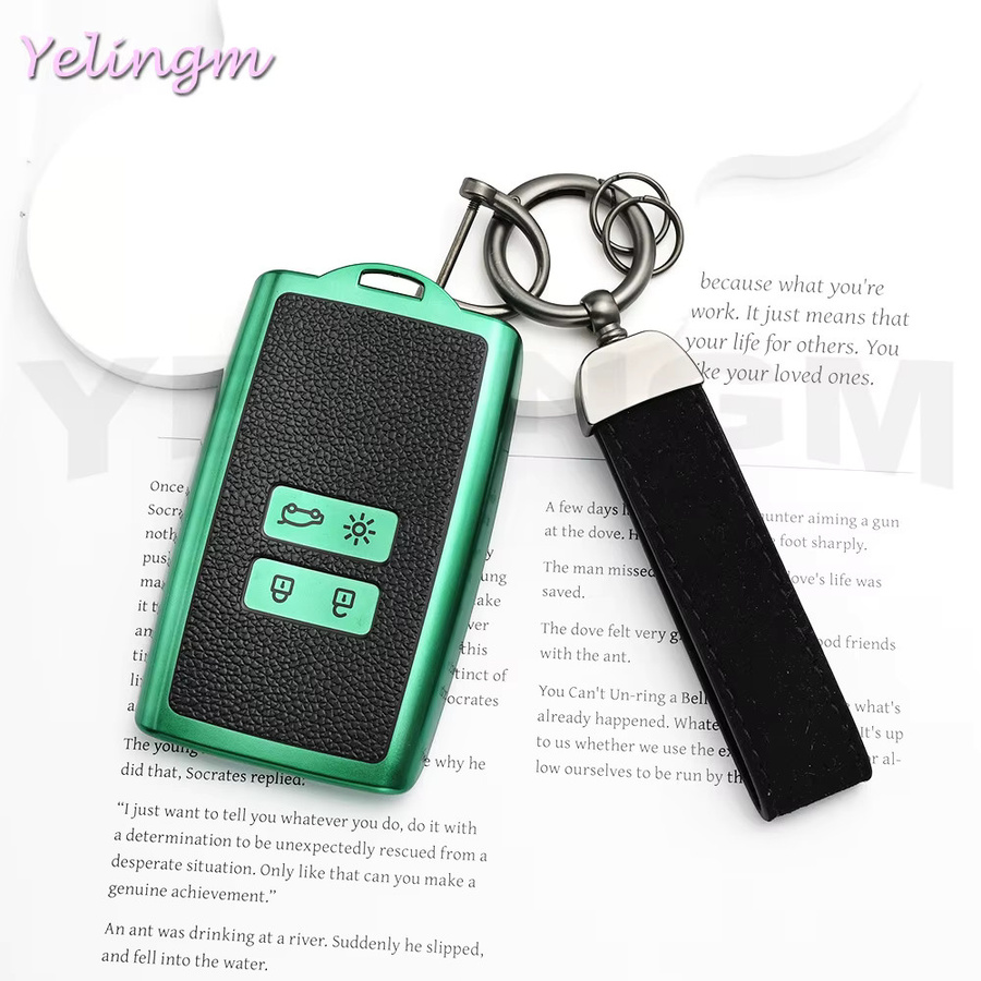 YELINGM TPU-Leder Smart Fernbedienungs-Autoschlüsselhülle für Renault Captur Koleos Kadjar Arkana Megane sowie Dacia Duster Sandero Stepway - Bild 1