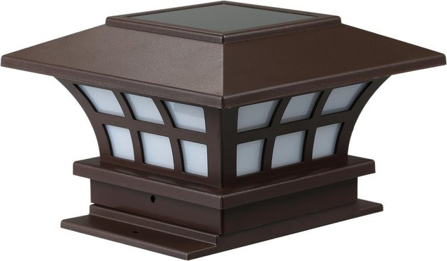 Solarbetriebene LED-Gartenpoller-Säulenleuchte von TOMTOP JMS in Weiß mit Dämmerungssensor und IP55-Schutz - Bild 1