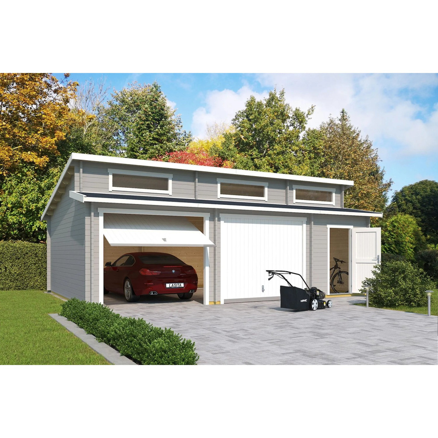 Blockgarage Lasita Maja Hawaii mit Schwingtoren in Grau, B/T: 820 x 579,6 cm - Bild 3