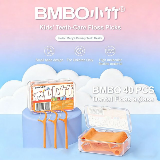 BMBO Zahnseide-Sticks für Kinder, mit Etui - Bild 1