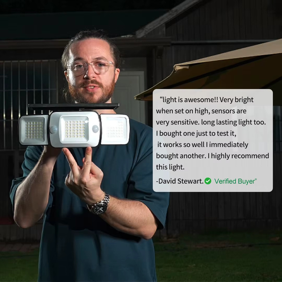 Intelamp Solar-Flutlicht in Weiß mit 6000mAh Akku, großem Solarpanel und zwei Bewegungssensoren für Garten und Garage, B/T/H: 30,48 x 30,48 x 3,0 cm - Bild 6