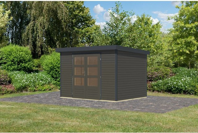 Karibu Gartenhaus Diego 4 B in Terragrau/Anthrazit mit Metall-Holz-Kombination B: 298 cm, T: 209 cm, H: 213 cm - Bild 1