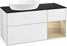 V&B Waschtischunterschrank Finion in Weiß lackiert mit Eichenregal, Breite: 120 cm, Tiefe: 50,1 cm, Höhe: 50,1 cm - Bild 1