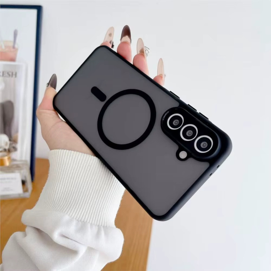 Matte stoßfeste MagSafe Handyhülle für Samsung Galaxy A16 A26 A36 A56 A17 A37 A57 in Schwarz mit magnetischer Funktion für kabelloses Laden - Bild 2