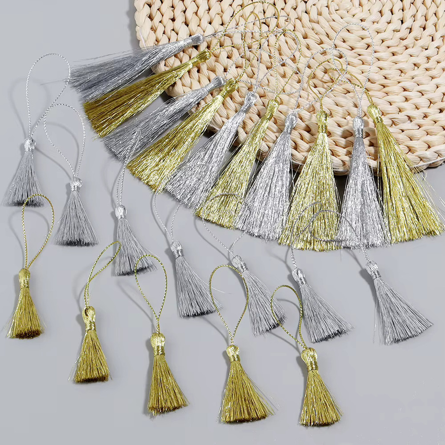 30 Stück Polyester-Seidenquasten in Gold und Silber für DIY-Projekte wie Lesezeichen, Anhänger und Schmuckdekoration - Bild 2